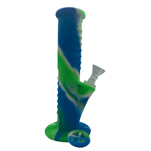 8INCH STRAIGHT TUBE SILICONE BONG - BLUE GREEN WHITE