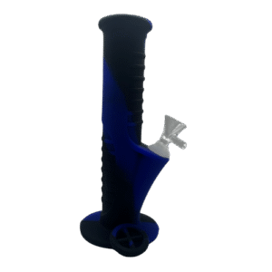 8" STRAIGHT TUBE SILICONE BONG - BLACK BLUE