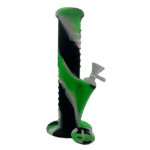 8INCH STRAIGHT TUBE SILICONE BONG - GREEN BLACK WHITE