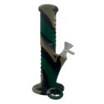 8INCH STRAIGHT TUBE SILICONE BONG - GREEN BLACK TAN