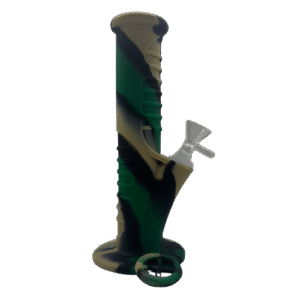 8" STRAIGHT TUBE SILICONE BONG - GREEN BLACK TAN