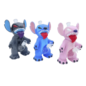 12 INCH STITCH 3-D BONG - BLUE, PINK, GREY, SOLD ASSORTED
