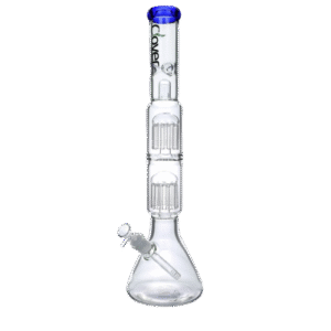 CLOVER 20 INCH 9MM DOUBLE OVERSIZED PERK BONG, COBALT BLUE