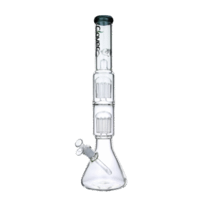 CLOVER 20 INCH 9MM DOUBLE OVERSIZED PERK BONG, PALE GREEN