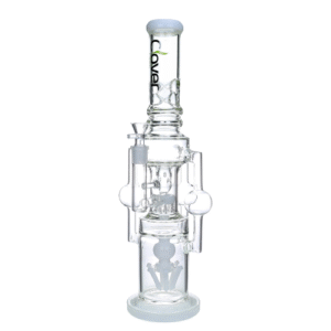 CLOVER 19 INCH NEURO NEBULIZER RIG WITH DOUBLE RECYCLER, WHITE