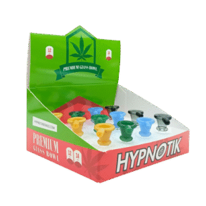 DISPLAY OF 12 FULL COLOR BOWLS WITH SMALL PULL