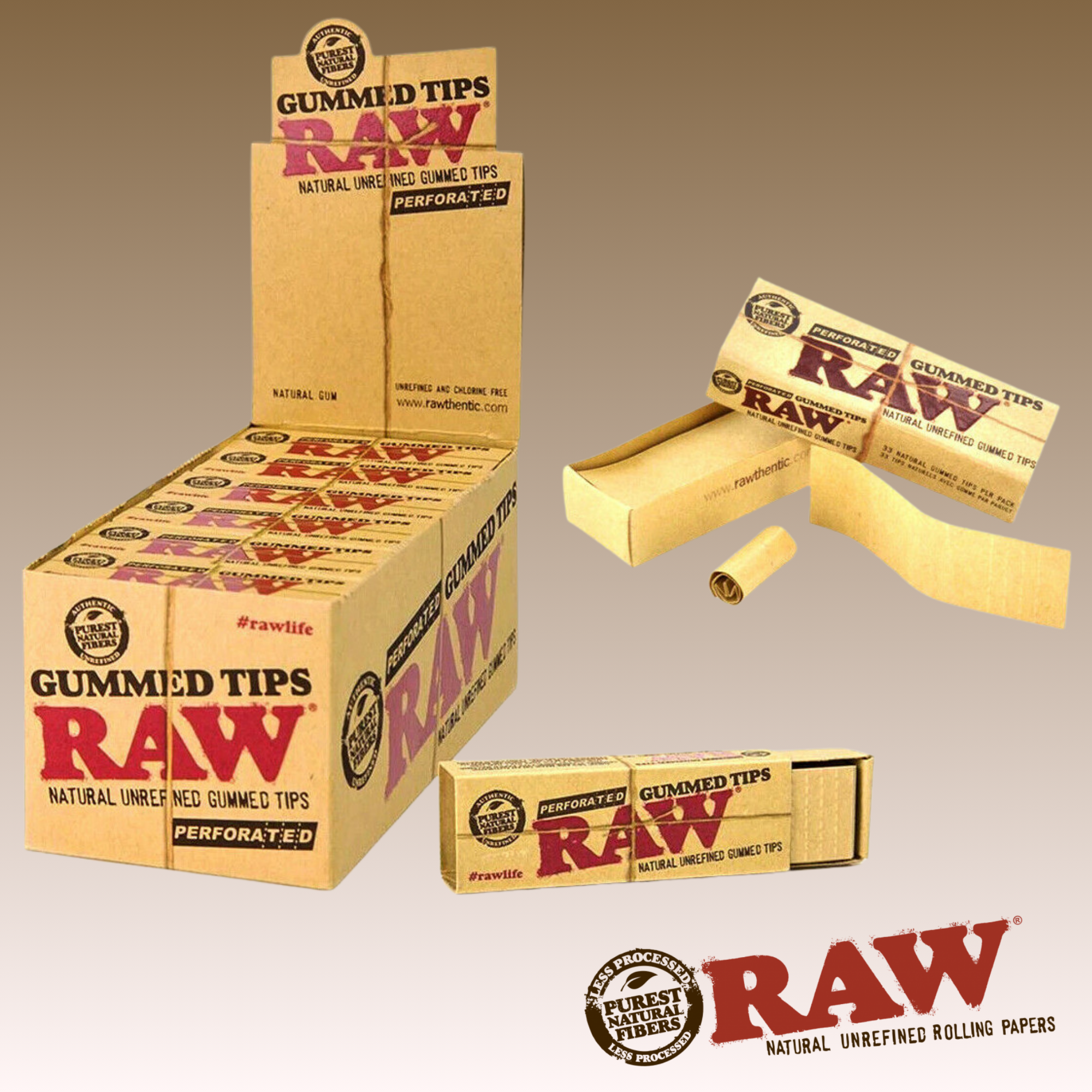 RAW CLASSIC PERFORATED GUMMED TIPS, 24 PACKS OF 33