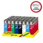 DISPLAY OF 48 CLIPPER CLASSIC JET FLAME LIGHTERS