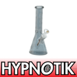 14 INCH 7MM HYPNOTIK ELECTROPLATED POT LEAF BONG, GREY