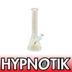 14 INCH 7MM HYPNOTIK ELECTROPLATED POT LEAF BONG, RAINBOW
