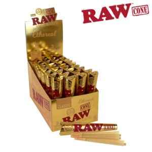 RAW ETHERNEAL KING SIZE PRE-ROLLED CONES, 32 PACKS OF 3 PER DISPLAY