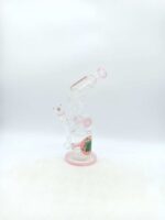 HYPNOTIK 12.5 INCH DOUBLE BARREL SPIRAL RIG WITH IN-LINE PERK. COMES WITH BOWL AND BANGER, MILK PINK - Image 2