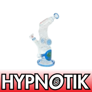 HYPNOTIK 12.5 INCH DOUBLE BARREL SPIRAL RIG WITH IN-LINE PERK. COMES WITH BOWL AND BANGER, BLUE