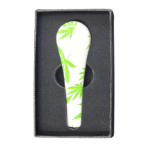 4 INCH WHITE POT LEAF MAGNETIC SLIDER PIPE WITH GIFT BOX