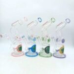 HYPNOTIK 12.5 INCH DOUBLE BARREL SPIRAL RIG WITH IN-LINE PERK. COMES WITH BOWL AND BANGER, MILK PURP