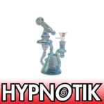 HYPNOTIK 7.5 INCH THORCALES ORB RIG WITH BOWL AND QUARTZ BANGER, RAINBOW GREEN