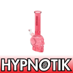 8 INCH HYPNOTIK SKULL BASE BONG, CANDY RED