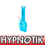 8 INCH HYPNOTIK SKULL BASE BONG, CANDY BLUE