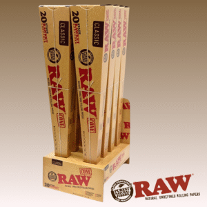 RAW CLASSIC 20 STAGE RAWKET LAUNCHER (VARIETY SIZES) CONES, 8 PACKS OF 20