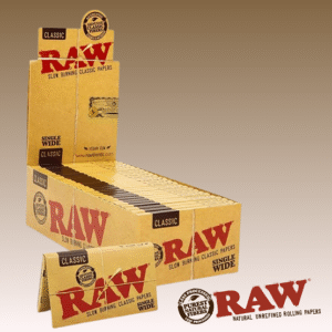 RAW Classic Single Wide Double Feed Rolling Papers Full Box | 25 Per pack