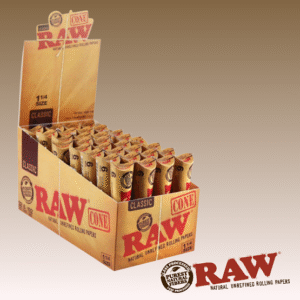 RAW CLASSIC 1-1/4 CONES, 32 PACKS OF 6