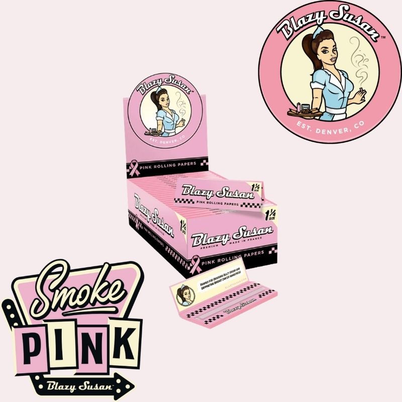 6 BLAZY SUSAN PINK 1-1/4 SIZE PAPERS, 50 PACKS OF 50 PAPERS PER BOX - Image 1