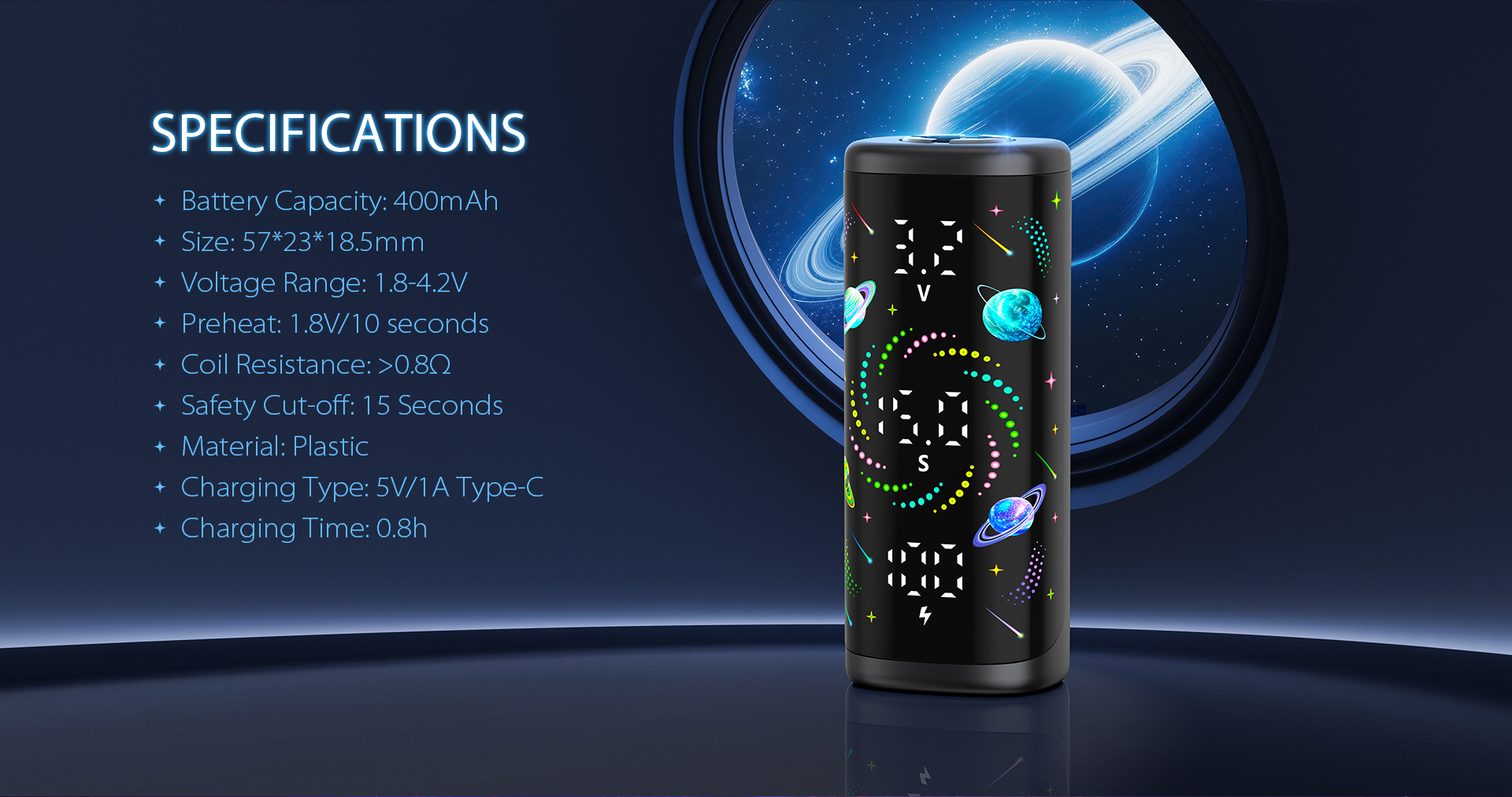 YOCAN KODO STAR 510 BATTERY WITH GALAXY FULL DISPLAY, 15 PCS PER DISPLAY – Image 5