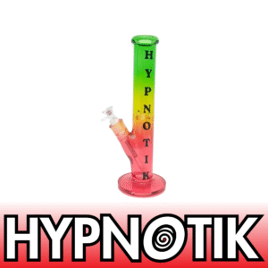 HYPNOTIK 14 INCH 9MM STRAIGHT TUBE RASTA BONG, BLACK LOGO