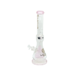 LOTUS GLASS 17 INCH FLAT BASE BEAKER WIH DOUBLE ICE CATCHER, PINK
