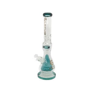 LOTUS GLASS 17 INCH FLAT BASE BEAKER WIH DOUBLE ICE CATCHER, LAKE GREEN