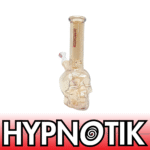 8 INCH HYPNOTIK SKULL BASE BONG, GOLD