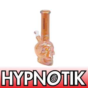 8 INCH HYPNOTIK SKULL BASE BONG, BLOOD-RUBY-RED