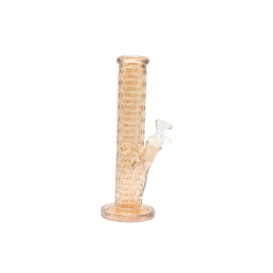 TEXTURED SERIES" 10 INCH BRICK BY BRICK STRAIGHT TUBE BONG, CHAMPAGNE GOLD