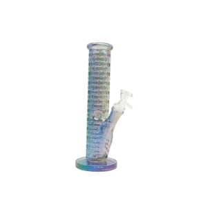 TEXTURED SERIES" 10 INCH BRICK BY BRICK STRAIGHT TUBE BONG, DARK RAINBOW SHINE