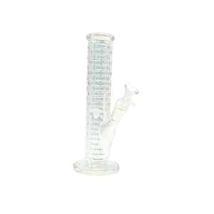 TEXTURED SERIES" 10 INCH BRICK BY BRICK STRAIGHT TUBE BONG, CLEAR RAINBOW SHINE