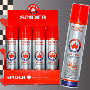 DISPLAY OF 12 SPIDER BUTANE, 300 ML BOTTLES