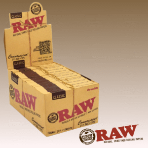 RAW CLASSIC CONNIOSSEUR 1-1/4 PAPERS WITH TIPS, 24 PACKS OF 32