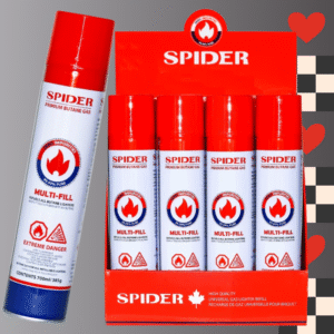 DISPLAY OF 12 SPIDER BUTANE, 700 ML BOTTLES