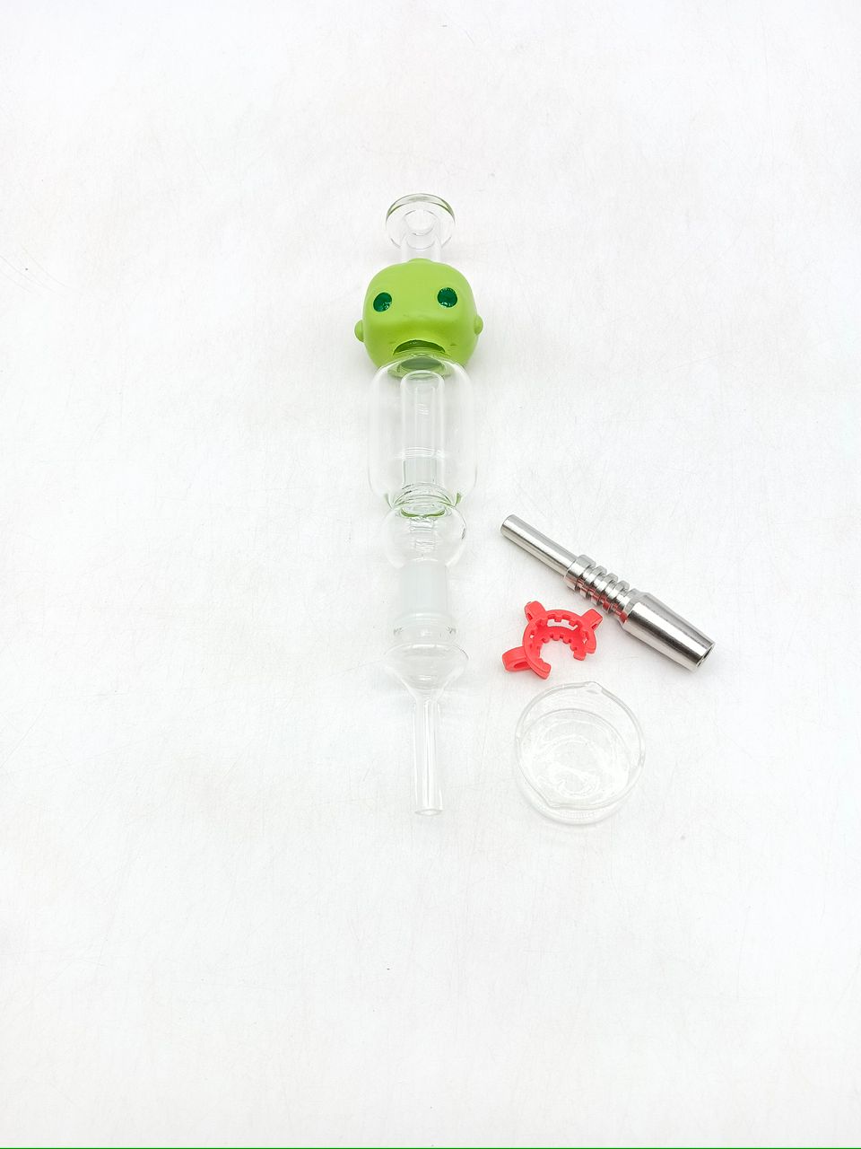 GLASS NECTOR COLLECTOR, GLASS CONTAINER, AND 2 TIPS (GLASS AND METAL), GREEN YODA – Image 2