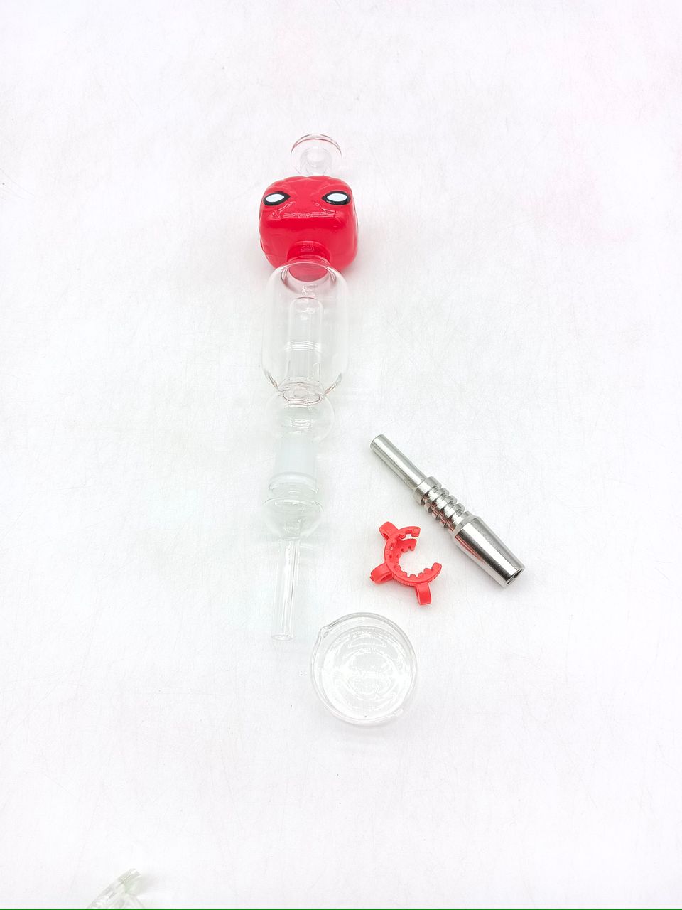 GLASS NECTOR COLLECTOR, GLASS CONTAINER, AND 2 TIPS (GLASS AND METAL), RED SPIDERMAN – Image 2