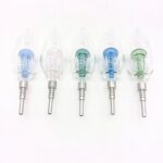GLASS NECTOR COLLECTOR WITH OVERSIZED PERK, GLASS CONTAINER, AND SCREW ON TIP, GREEN