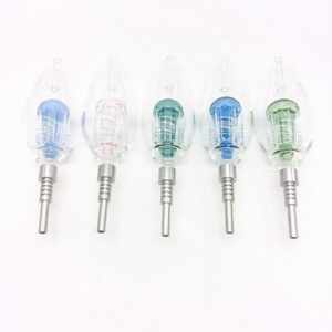 GLASS NECTOR COLLECTOR WITH OVERSIZED PERK, GLASS CONTAINER, AND SCREW ON TIP, GREEN