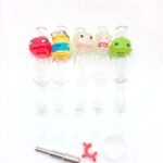 GLASS NECTOR COLLECTOR, GLASS CONTAINER, AND 2 TIPS (GLASS AND METAL), STUBBY FACED RICK WITH GREEN