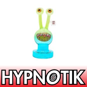HYPNOTIK 7 INCH BUGGED OUT MONSTER ALIEN RIG, COMES WITH MATCHING BOWL AND QUARTZ BANGER, GREEN BLUE