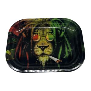 SMALL RASTA LION ROLLING TRAY 7 X 5.5 INCH