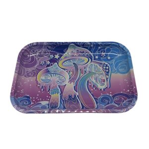 MEDIUM PSYCHEDELIC PURPLE MUSHROOMS ROLLING TRAY 11.25 X 7.5 INCH