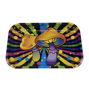 MEDIUM PSYCHEDELIC RAINBOW MUSHROOMS ROLLING TRAY 11.25 X 7.5 INCH