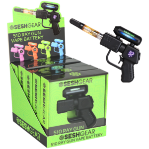 DISPLAY OF 5 SESHGEAR BY PULSAR RAY GUN VAPE 500 MAH 510 BATTERY