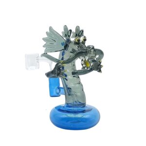 6.5 INCH MYSTIC SMOKE DRQAGON RIG WITH QUARTZ BANGER, BLACK