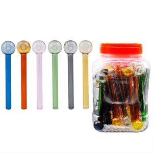 JAR OF 60 COLORED 6 INCH BUBBLE PIPES